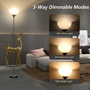 Standing Lamp, Floor Lamp, Led Floor Lamp with 3 Levels Dimmable Brightness, Drop-Resistant White Lampshade, Rotary Switch, Industrial Metal Floor Lamp for Living Room Bedroom Study Office Kid’s Room