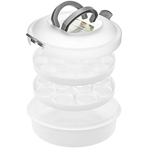3-in-1 Plastic Cake Holder - Southern Homewares - Container for Cakes, Pies, Cupcakes, Muffins Dessert Carrier