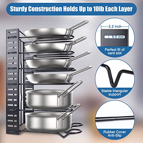 Vikiciy Pots and Pans Organizer for Cabinet, Pot Racks 8 Tiers Adjustable for Kitchen Organization and Storage, Pan Organizer Rack for Cabinet, Pot Organizer, Pot Lid Organizer, Pan Holders, Black