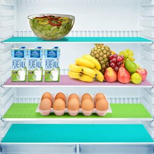 12 pack refrigerator liners – eva fridge liner mats washable, refrigerator mats drawer table placements, shelf liners for kitchen cabinets(4 blue+4 green+4 red)
