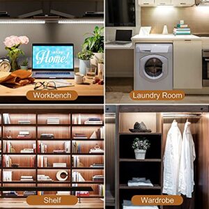 Plug-in Under Cabinet Lighting, 2pcs 12 Inch Dimmable Closet Light, Cold White 6000K Linkable USB LED Light Bar, Memory Function, Under Counter Lights for Kitchen, Desk, Workspace