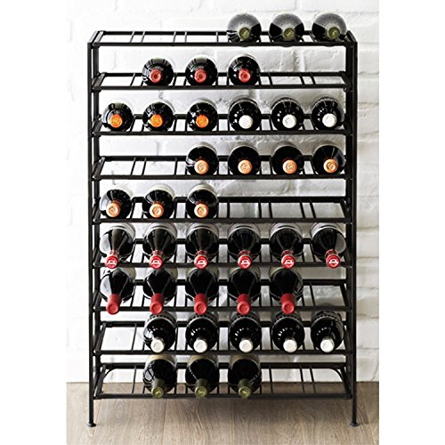 MyGift Black Metal Wine Rack Freestanding Floor Stand, 9 Tier Beverage Bottle Storage Shelf - Holds up to 54 Bottles