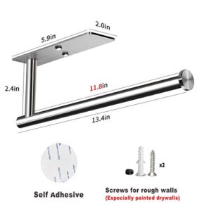 VAEHOLD Self Adhesive Paper Towel Holder Under Cabinet Mount, Wall Mounted Paper Towel Roll Holder for Kitchen, Bathroom, Cabinet, Wall - SUS304 Stainless Steel