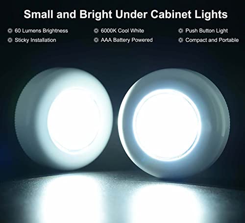 UMECORE Push Lights, 7 Pack Wireless Under Cabinet Lights Tap Push Button Light Battery Operated Puck Lights Stick On LED Night Light for Closet Counter Kitchen Cabinet RV Indoor Outdoor