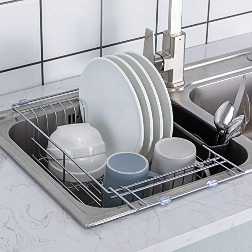 Premium Racks Expandable Over The Sink Dish Rack - 304 Stainless Steel - Durable