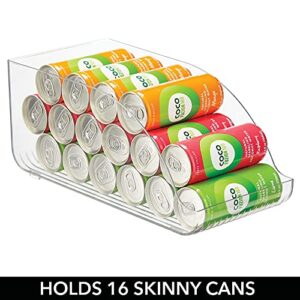 mDesign Compact Plastic Kitchen and Pantry Storage Organizer Bin for Tall Skinny Soda/Pop Cans - Kitchen, Pantry, Refrigerator - 2 Pack - Clear