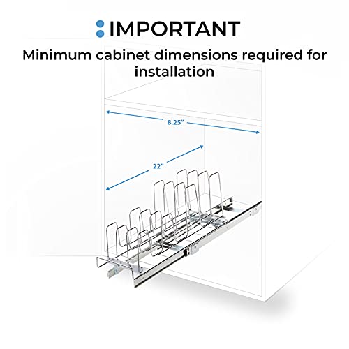 Home Zone Living Pull Out Kitchen Cabinet Organizer with One Tier of Storage and Dividers, 7.17” W x 21” D