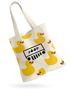 you’ve been ducked, duck duck tote bag, purse for duck lovers, yellow duck carrying sack, rubber ducks bag, ducking tote bags, natural canvas tote bag – reusable shopping bag