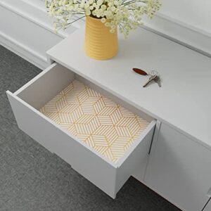 Yifely Golden Stripes Drawer Liner Self-Adhesive Shelf Covering Paper Waterproof Protect Furniture Countertop Surface 17.7 Inch by 9.8 Fee