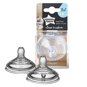 tommee tippee closer to nature medium flow baby bottle nipples, 3+ months – 2pk