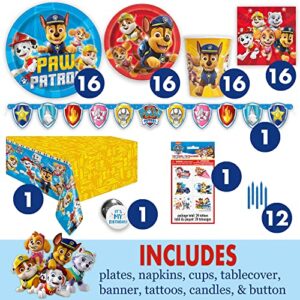 Paw Patrol Party Supplies and Decorations, Paw Patrol Birthday Party Supplies, Serves 16 Guests, Officially Licensed with Table Cover, Banner Decor, Plates, Napkins & More