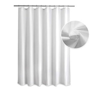 titanker fabric shower curtain liner washable, 70 x 72 inches, white shower liner fabric with 2 magnets, bathroom polyester shower liner waterproof soft lightweight, white
