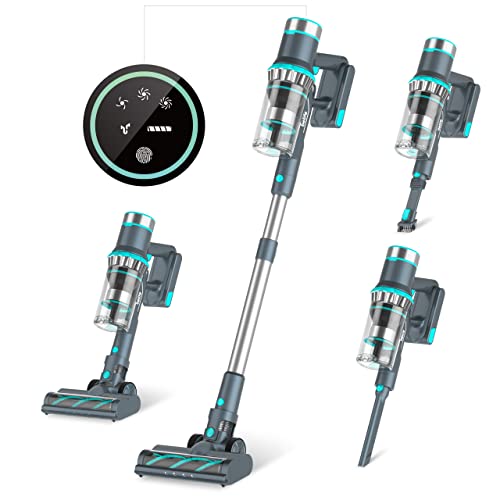 Belife Cordless Vacuum Cleaner, 22Kpa Stick Vacuum, Max 45mins Runtime, 380W Brushless Motor, 7-Cell 2500mAh Battery, LED Touch Screen, Lightweight Handheld Vacuum for Hard Floor Carpet Pet Hair