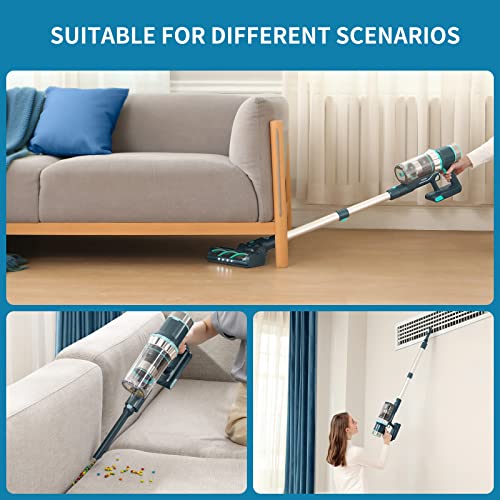 Belife Cordless Vacuum Cleaner, 22Kpa Stick Vacuum, Max 45mins Runtime, 380W Brushless Motor, 7-Cell 2500mAh Battery, LED Touch Screen, Lightweight Handheld Vacuum for Hard Floor Carpet Pet Hair