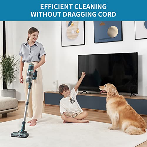 Belife Cordless Vacuum Cleaner, 22Kpa Stick Vacuum, Max 45mins Runtime, 380W Brushless Motor, 7-Cell 2500mAh Battery, LED Touch Screen, Lightweight Handheld Vacuum for Hard Floor Carpet Pet Hair