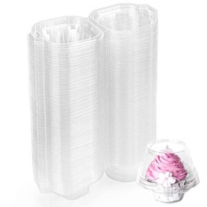 hedume 120 pack individual cupcake container, bpa-free clear plastic single deep dome stackable individual cupcake box for wedding, party