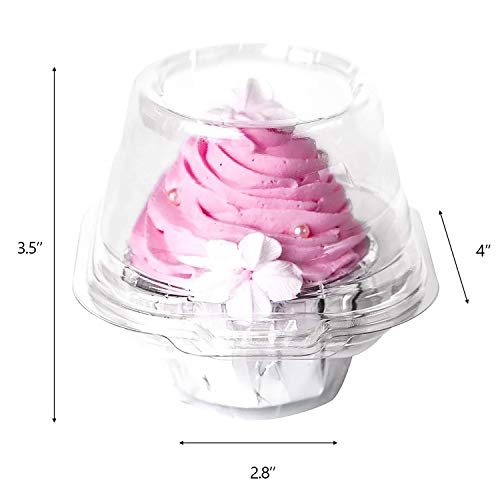 Hedume 120 Pack Individual Cupcake Container, BPA-Free Clear Plastic Single Deep Dome Stackable Individual Cupcake Box for Wedding, Party