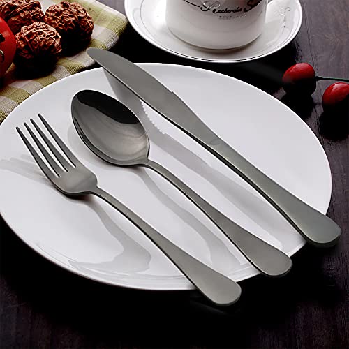 LIANYU Black Silverware Flatware Set for 2, 10-Piece Stainless Steel Cutlery Set, Mirror Finished, Dishwasher Safe