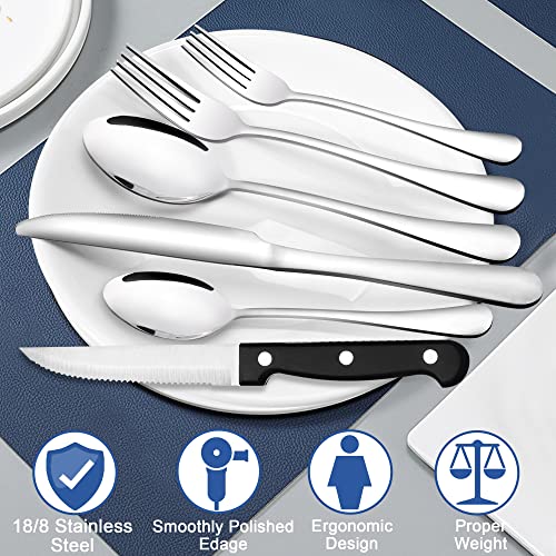 36-Piece Silverware Set Stainless Steel Flatware Set for 6, Cutlery Set with Organizer, Fork Spoon Knife with Storage Case, Silver