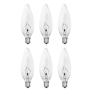 sylvania incandescent double life light bulb, 60w b10 chandelier , candelabra base, clear, blunt tip, soft white – 6 pack (18750)