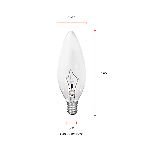 SYLVANIA Incandescent Double Life Light Bulb, 60W B10 Chandelier , Candelabra Base, Clear, Blunt Tip, Soft White - 6 Pack (18750)