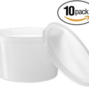 [10 Count 64 Oz Combo] Basix Round Clear Food Storage Deli Container With Lids, Perfect For Meal Prep Soup, Ice Cream, Freezer, Dishwasher And Microwave Safe