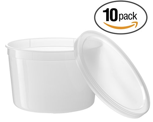 [10 Count 64 Oz Combo] Basix Round Clear Food Storage Deli Container With Lids, Perfect For Meal Prep Soup, Ice Cream, Freezer, Dishwasher And Microwave Safe