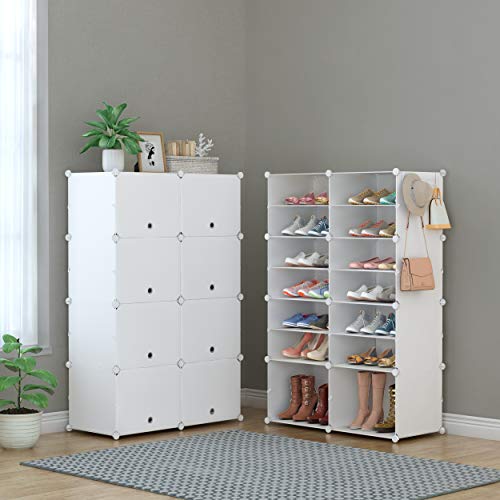 HOMIDEC Shoe Rack, 8 Tier Shoe Storage Cabinet 32 Pair Plastic Shoe Shelves Organizer for Closet Hallway Bedroom Entryway