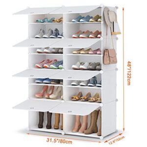 HOMIDEC Shoe Rack, 8 Tier Shoe Storage Cabinet 32 Pair Plastic Shoe Shelves Organizer for Closet Hallway Bedroom Entryway