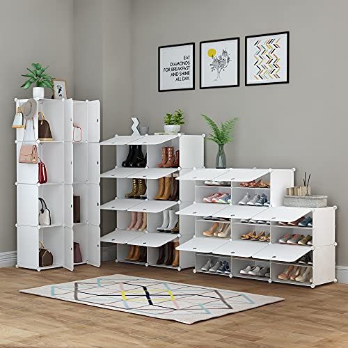 HOMIDEC Shoe Rack, 8 Tier Shoe Storage Cabinet 32 Pair Plastic Shoe Shelves Organizer for Closet Hallway Bedroom Entryway