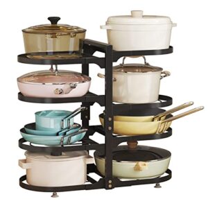 wisdom star 8 tier pots and pans lid organizer rack holder, adjustable pot organizer rack for under cabinet, pot rack for kitchen organization and storage, black