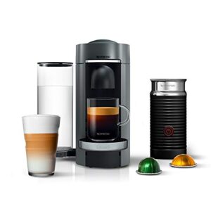 Nespresso VertuoPlus Deluxe Coffee and Espresso Machine by De'Longhi with Milk Frother, Titan