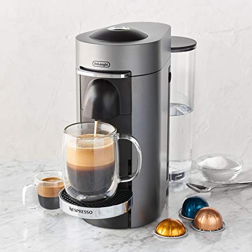 Nespresso VertuoPlus Deluxe Coffee and Espresso Machine by De'Longhi with Milk Frother, Titan