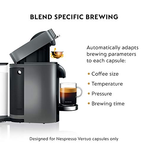 Nespresso VertuoPlus Deluxe Coffee and Espresso Machine by De'Longhi with Milk Frother, Titan