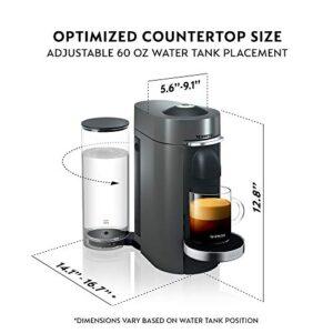 Nespresso VertuoPlus Deluxe Coffee and Espresso Machine by De'Longhi with Milk Frother, Titan