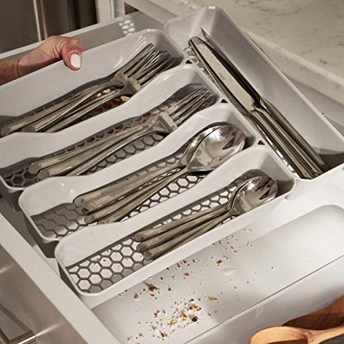 Spectrum Diversified Hexa 6" x 15" x 2" Buildup-Resistant Kitchen & Bathroom, Easy-to-Clean Kitchen Utensil Drawers, Desk Organizer Tray, 6 x 15, Clear Frost