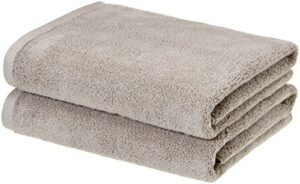 amazon basics 100% cotton quick-dry bath towels – 2-pack, platinum