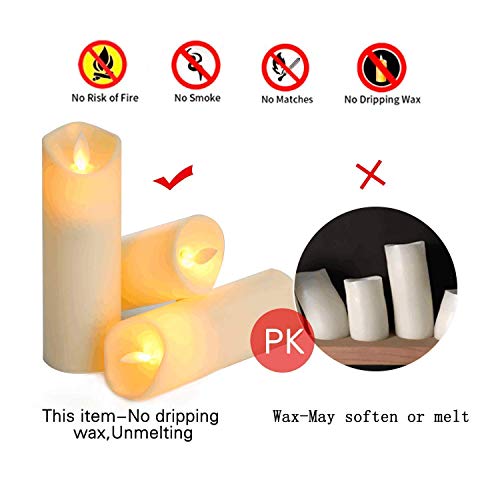 Aignis Flickering Flameless Candles with 10-Key Timer Remote, Exquisite Decor Battery Operated Candles Outdoor Heat Resistant with Realistic Moving Wick LED Flames