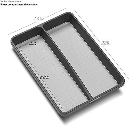 madesmart Classic Mini Utensil Tray - Granite | CLASSIC COLLECTION | 2-Compartments | Kitchen Organizer | Soft-grip Lining and Non-slip Rubber Feet | BPA-Free