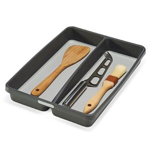 madesmart Classic Mini Utensil Tray - Granite | CLASSIC COLLECTION | 2-Compartments | Kitchen Organizer | Soft-grip Lining and Non-slip Rubber Feet | BPA-Free