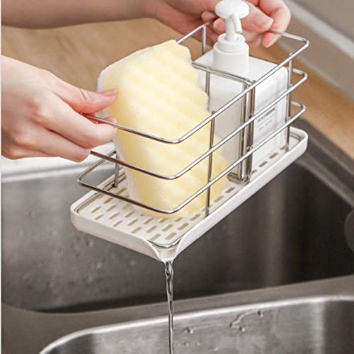 XG Glitter Sponge Holder for Sink - Sink Caddy - Stainless Steel Kitchen Sink Sponge Holder with Extra Strong Adhesive - Rust Proof Dish Brush Holder & Dish Sponge Holder - Kitchen Sink Organizer