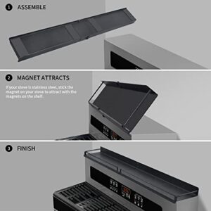 ZXMOTO 2Pack 15" Stove Top Shelf, Total 30'' Stainless Steel Magnetic Spice Rack for Flat Top Stove, Kitchen Organizer Rack over the Stove.