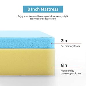 Gel Memory Foam Mattress 8 Inch Mattress Medium-Firm Mattress for Soundly Sleep CertiPUR-US Mattress in a Box for Pressure Relief & Cooler Sleep, Queen