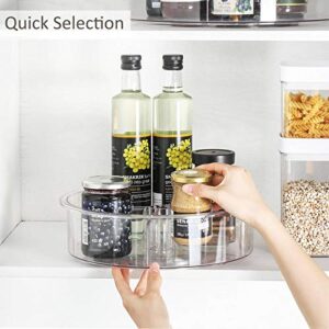 FIRJOY Lazy Susan Cabinet Organizer with Removable Dividers, 12 inch Spinning Turntable Organizer for Snack, Spice, Kitchen, Pantry, Fridge - Clear