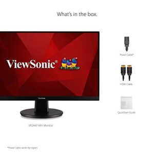 ViewSonic VA2447-MH 24 Inch Full HD 1080p Monitor with Ultra-Thin Bezel, Adaptive Sync, 75Hz, Eye Care, HDMI, VGA Inputs for Home and Office