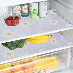 8 pcs refrigerator liners for shelves washable, daisy refrigerator mats liners, shinywear fridge shelf liners cover pads for freezer glass, waterproof shelf liner for cabinet drawers cupboard