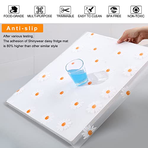 8 Pcs Refrigerator Liners for Shelves Washable, Daisy Refrigerator Mats Liners, Shinywear Fridge Shelf Liners Cover Pads for Freezer Glass, Waterproof Shelf Liner for Cabinet Drawers Cupboard