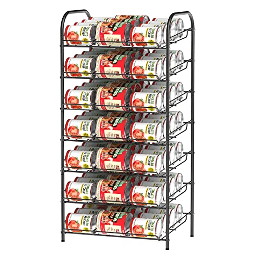 Can Rack Organizer 7 Tier Can Storage Dispenser Holds up to 84 Cans for Food Storage Can Storage Rack Holders for Kitchen Cabinet or Pantry, Black