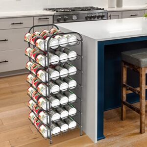 Can Rack Organizer 7 Tier Can Storage Dispenser Holds up to 84 Cans for Food Storage Can Storage Rack Holders for Kitchen Cabinet or Pantry, Black