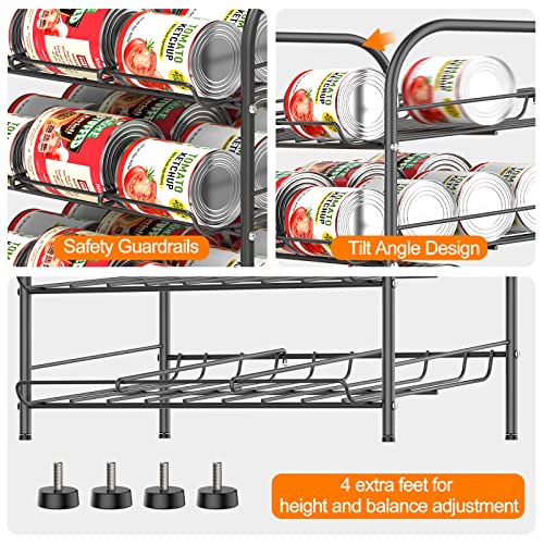 Can Rack Organizer 7 Tier Can Storage Dispenser Holds up to 84 Cans for Food Storage Can Storage Rack Holders for Kitchen Cabinet or Pantry, Black